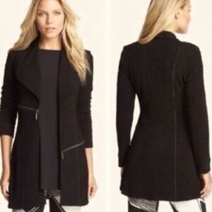 Eva Varro Barcelona Pebble Knit Open Front Zip Detail Statement Jacket